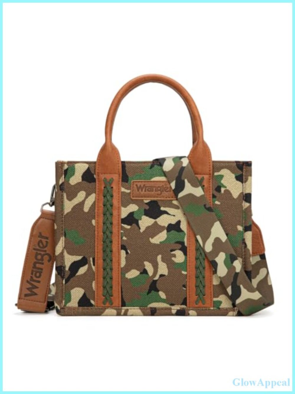 Wrangler Western Camo Canvas Tote Bag Crossbody Handbag Adjustable Strap